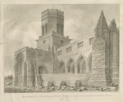 Stafford - Kościół Mariacki: rysunek w sepii, czerwiec 1842 r. autorstwa Unbekannt