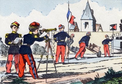 Stalkerzy. Grawerowanie „Dziecięcy alfabet wojskowy””. Zdjęcie Pont-a-Mousson, około 1890. 20 stron. Słońce: 28,5x21 cm autorstwa Unbekannt