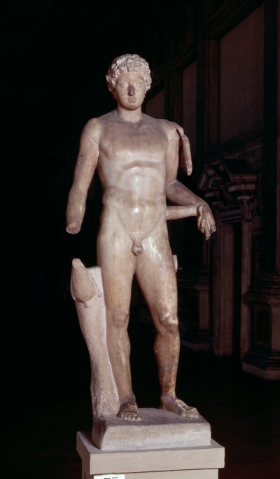 Posąg młodzieńca z atrybutami Merkurego, Roman (marmur) autorstwa Unbekannt