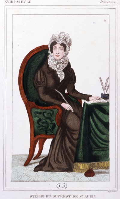 Stephanie Ducrest de Saint-Aubin hrabina Genlis, ok. 1810 r. (rycina) autorstwa Unbekannter Künstler