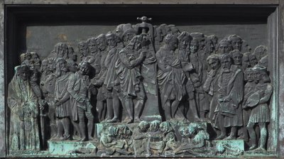 Strasburg, płaskorzeźba rzeźby Gutenberga. Europa autorstwa William M. Timlin