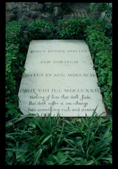 Grób Percy Bysshe Shelley (1792-1822) (zdjęcie czarno-białe) autorstwa Unbekannt