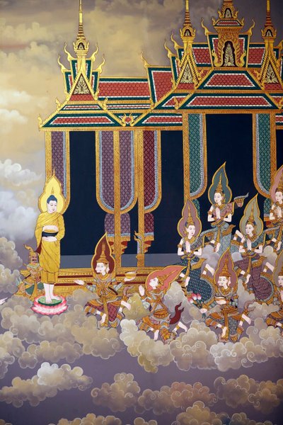 Życie Buddy, fresk ścienny, świątynia Wat Botum, Phnom Penh, 2022 (zdjęcie) autorstwa Unbekannter Künstler