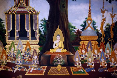 Życie Buddy, fresk ścienny, świątynia Wat Botum, Phnom Penh, 2022 (zdjęcie) autorstwa Unbekannter Künstler