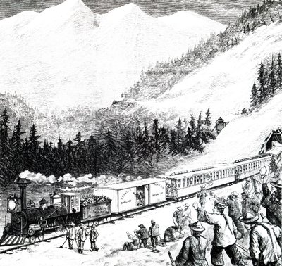 Pacific Railroad w górach Sierra Nevada. autorstwa Unbekannt