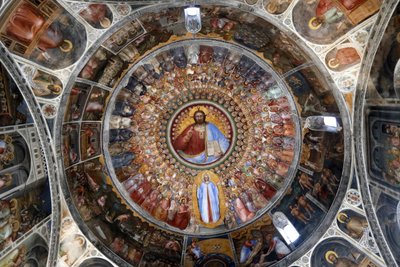 Baptysterium w Padwie. Freski sufitowe z XIV wieku autorstwa Giusto de Menabuoi. Raj. Błogosławienie Chrystusa aniołami, patriarchami, prorokami i świętymi. Padwa. Włochy. (zdjęcie) autorstwa Unbekannt