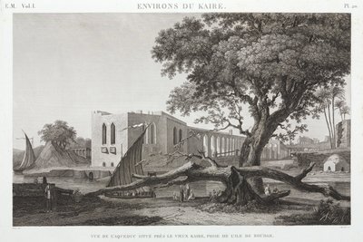 Akwedukt w Starym Kairze, z wyspy Roudah, Egipt, ok. 1798 autorstwa Unbekannt