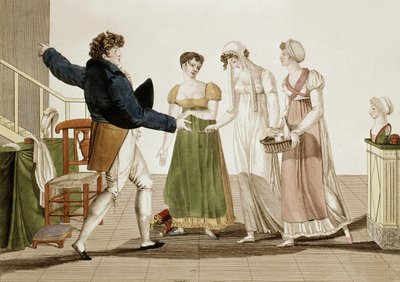Projektant mody w czasach pierwszego cesarstwa we Francji (1804-1815), rycina autorstwa Unbekannter Künstler