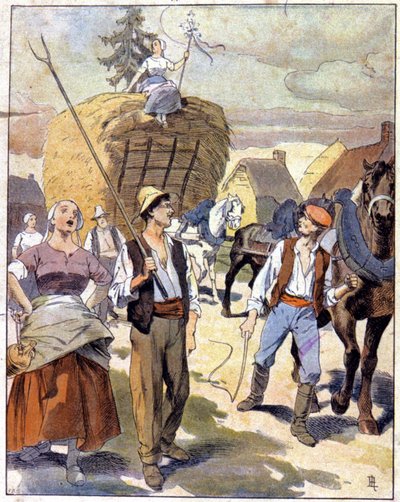 Ostatni wóz z pszenicą w Beauce, ok. 1910 r. (ilustracja) autorstwa Unbekannter Künstler