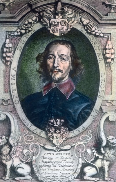 Burmistrz miasta Magdeburg Otto von Guericke był także znany jako polityk, prawnik, fizyk i wynalazca autorstwa Unbekannter Künstler