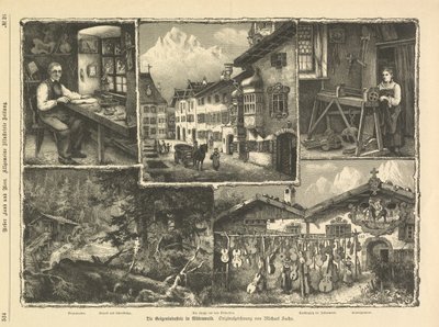 Przemysł skrzypcowy w Mittenwald, Stuttgart 1882 (rycina) autorstwa Unbekannter Künstler
