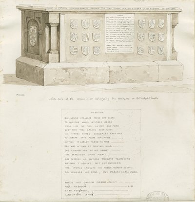 Grobowiec w kościele Biddulph - "William Bowyer" : rysunek w sepii, 1837 autorstwa Unbekannt
