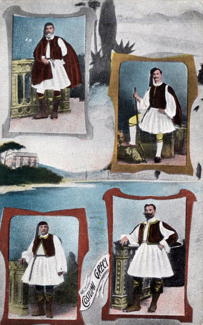 Tradycyjne greckie stroje męskie – pocztówka 1914-1918 autorstwa Unbekannt