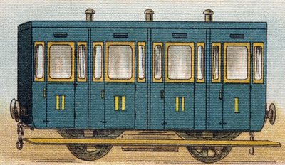 Wagon pociągu. Grawerowanie w "Alfabet de ma petite fille". Bernardin-Bechet i Fils, księgarz-wydawnictwo, Paryż, ok. 1895. Niezniszczalny album na płótnie. Bibliotheque des Bebes. 12 stron. Album zawierający sposób czytania i ilustracyjne abecedary. D autorstwa Unbekannt