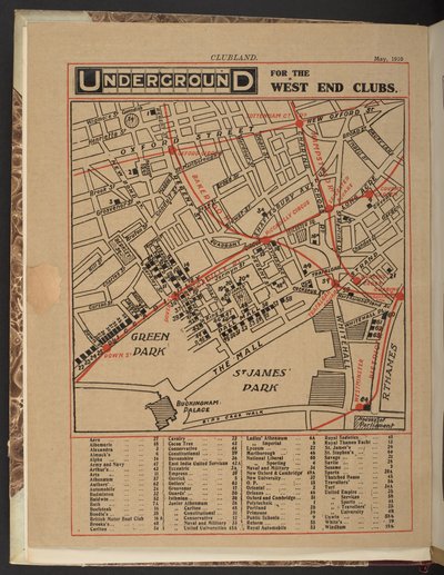 Underground dla klubów West End, maj 1910 autorstwa Unbekannter Künstler