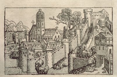Widok starożytnego miasta Aleksandrii z księgi rycin „Liber Chronicarum” H. Schedla autorstwa Unbekannter Künstler
