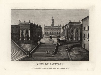 Widok na Kapitol. Piazza del Campidoglio, Palazzo Senatorio, Rzym. autorstwa Unbekannt