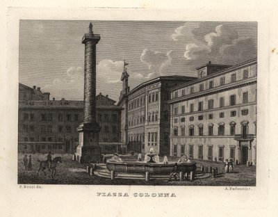 Widok na Piazza Colonna z kolumną Marka Aureliusza, Rzym autorstwa Unbekannt