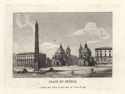 Widok na Piazza del Popolo, Place du Peuple, z egipskim obeliskiem Ramzesa II z Heliopolis w Rzymie autorstwa Unbekannt