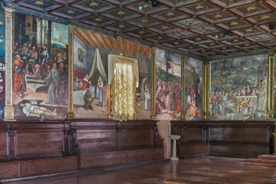 Widok na ścianę wschodnią i część południową Bazyliki Św. Antoniego (Bazylika Świętego), Szkoła Świętego, Padwa, Włochy (foto) autorstwa Unbekannter Künstler