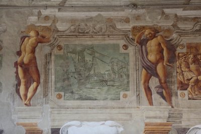 Widok fresku autorstwa Sisto Badalocchio Rosa, Pałac Bentivoglio, Gualtieri, Emilia-Romania, Włochy (zdjęcie) autorstwa Unbekannter Künstler