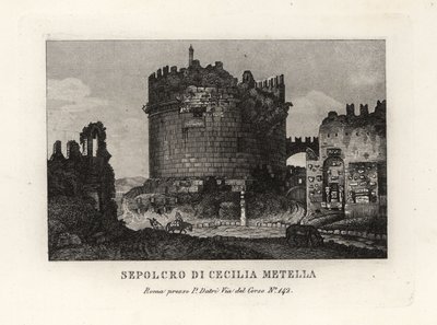 Widok ruin Grobowca Cecylii Metelli, Sepolcro di Cecilia Metella, Rzym autorstwa Unbekannt