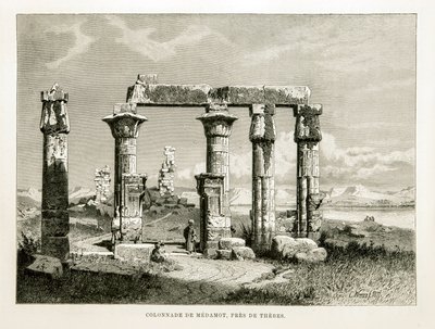 Widok na ruiny świątyni Medamot w pobliżu Teb, Egipt Ilustracja z Atlasu Egiptu autorstwa Unknown