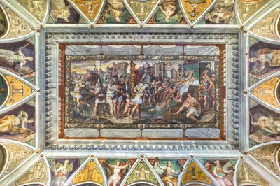 Widok na sklepienie Sali Ulissesa, Palazzo della Prefettura, Bergamo, Włochy (foto) autorstwa Unbekannter Künstler