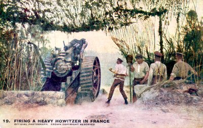 WW1 - Brytyjska artyleria strzelająca z ciężkiej haubicy autorstwa Unbekannter Künstler