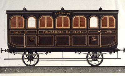 Poczta wagonowa, ok. 1850 r. (rycina) autorstwa Unbekannter Künstler