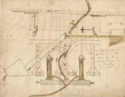 Wednesbury - A Tilt Engine: rysunek piórem i tuszem, nd [c 1710] autorstwa Unbekannt
