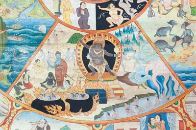 Koło życia, detal, malowanie ścian w wat Umong, Chiang Mai, Tajlandia autorstwa Unbekannter Künstler