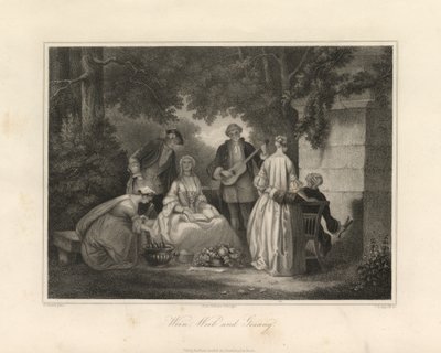 Wino, kobiety i śpiew, Triest, ok. 1850 r. (grawerunek) autorstwa Unbekannter Künstler