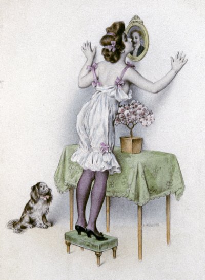 Kobieta w bieliźnie, ok. 1900 r. (pocztówka) autorstwa Unbekannter Künstler