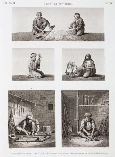 Wełniany i czesankowy, przędzalnia włókienniczych i drzewnych, Egipt, ok. 1798 autorstwa Unbekannt