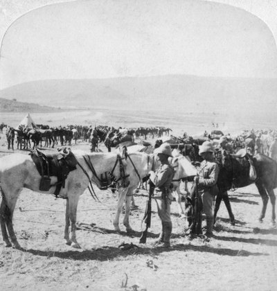 Australijskie karabiny konne po potyczce nad rzeką Modder w Południowej Afryce, 12 stycznia 1900. autorstwa Underwood and Underwood