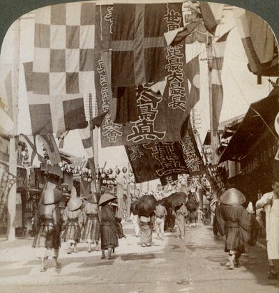 Dotombori, czyli ulica teatralna, Osaka, Japonia, 1904 autorstwa Underwood and Underwood
