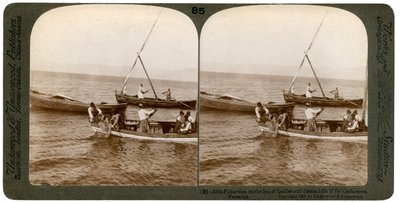 Rybacy na Morzu Galilejskim, Palestyna, 1900. autorstwa Underwood and Underwood