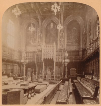 Izba Lordów, Houses of Parliament, Londyn, Anglia, 1900. autorstwa Underwood and Underwood