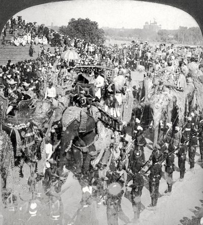 Princes in the Grand State Entry, Durbar, Delhi, Indie. autorstwa Underwood and Underwood