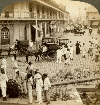 Rosario Road i Binondo Church, Manila, Filipiny. autorstwa Underwood and Underwood