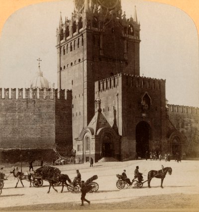 Spaski Voroto, Święta Brama Kremla,...Moskwa, Rosja, 1898. autorstwa Underwood and Underwood