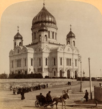 Świątynia Zbawiciela, największy Kościół w Moskwie, Rosja, 1898. autorstwa Underwood and Underwood