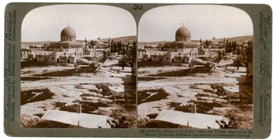 Kopuła na Skale, gdzie stała Świątynia Alter, Góra Moria, Jerozolima, Palestyna, 1900. autorstwa Underwood and Underwood
