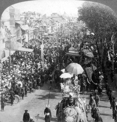 Książę i księżna Connaught oraz w wielkiej procesji Durbar, Delhi, Indie, 1903. autorstwa Underwood and Underwood