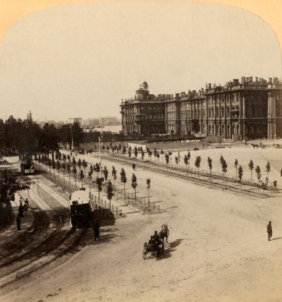 Cesarski Pałac Zimowy z Newskiego Prospektu, Petersburg, Rosja, 1897. autorstwa Underwood and Underwood