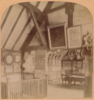Biblioteka w Domu Szekspira, Stratford-on-Avon, Anglia, 1900. autorstwa Underwood and Underwood