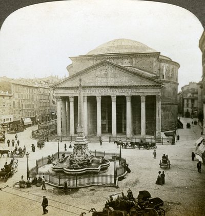 Panteon i Piazza della Rotunda, Rzym, Włochy. autorstwa Underwood and Underwood