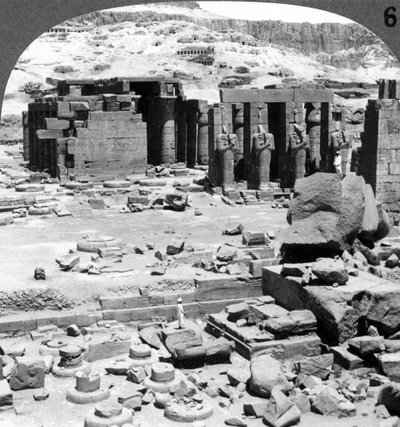 Ramesseum, świątynia Ramzesa II, Teby, Egipt, 1905. autorstwa Underwood and Underwood
