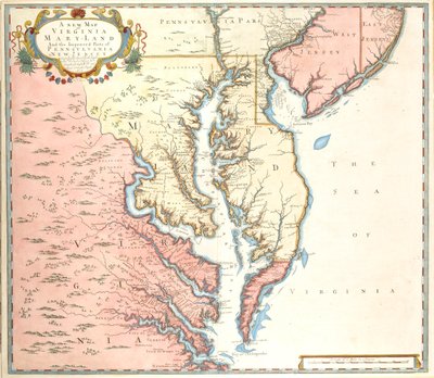 Nowa mapa Wirginii i Maryland oraz ulepszonych części Pensylwanii i New Jersey autorstwa Unidentified